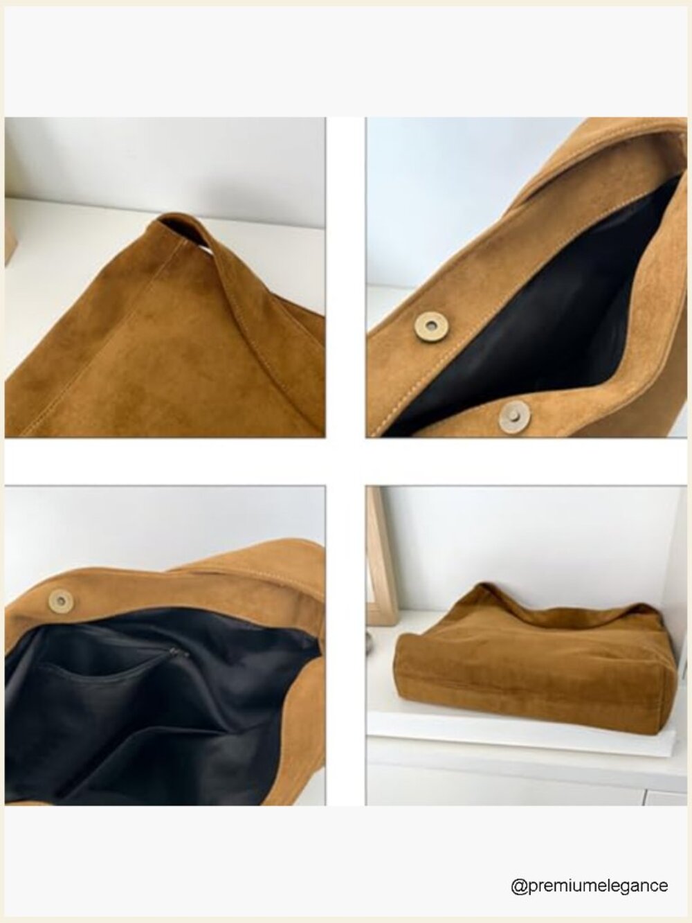 Large Suede Tote Bag Slouchy Shoulder Handbag Travel Hobo Satchel - Picture 7 of 7